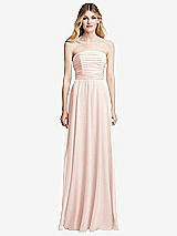 Front View Thumbnail - Blush Shirred Bodice Strapless Chiffon Maxi Dress with Optional Straps