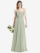 Alt View 1 Thumbnail - Celadon Shirred Bodice Strapless Chiffon Maxi Dress with Optional Straps