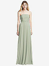 Front View Thumbnail - Celadon Shirred Bodice Strapless Chiffon Maxi Dress with Optional Straps