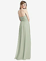 Rear View Thumbnail - Celadon Shirred Bodice Strapless Chiffon Maxi Dress with Optional Straps