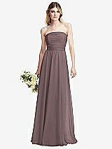 Alt View 1 Thumbnail - French Truffle Shirred Bodice Strapless Chiffon Maxi Dress with Optional Straps