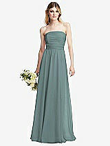 Alt View 1 Thumbnail - Icelandic Shirred Bodice Strapless Chiffon Maxi Dress with Optional Straps