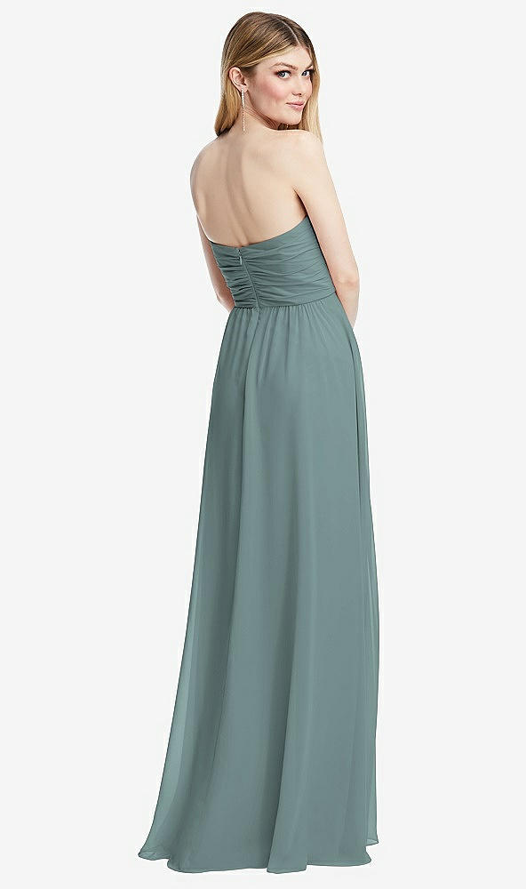 Back View - Icelandic Shirred Bodice Strapless Chiffon Maxi Dress with Optional Straps