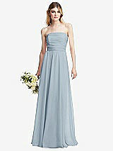 Alt View 1 Thumbnail - Mist Shirred Bodice Strapless Chiffon Maxi Dress with Optional Straps