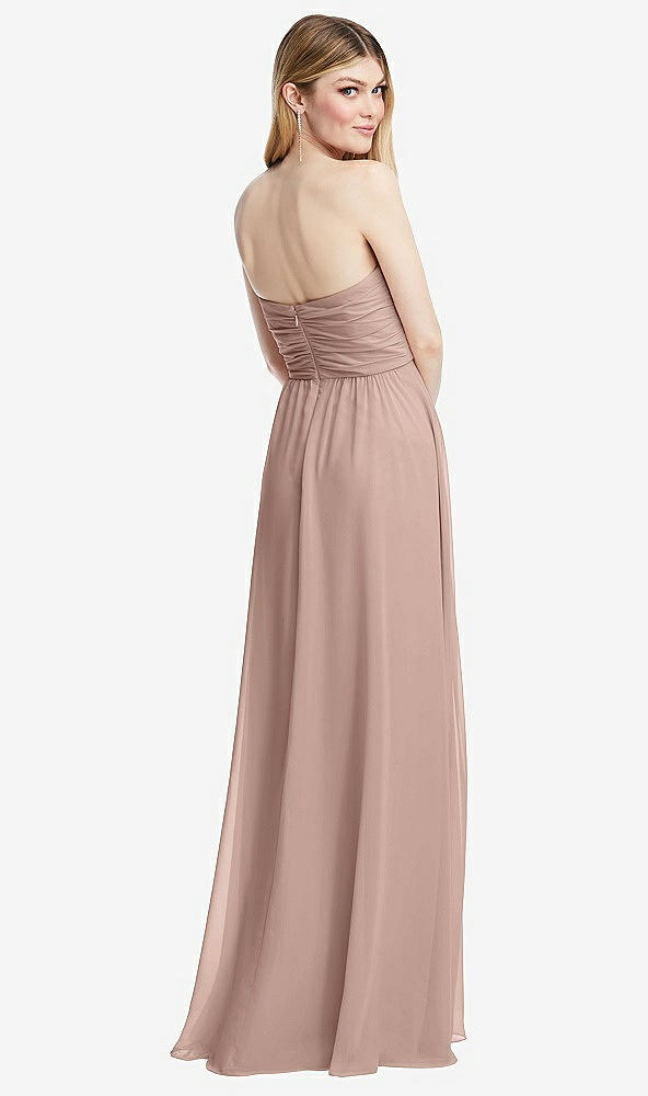 Back View - Neu Nude Shirred Bodice Strapless Chiffon Maxi Dress with Optional Straps