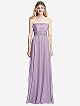 Front View Thumbnail - Pale Purple Shirred Bodice Strapless Chiffon Maxi Dress with Optional Straps