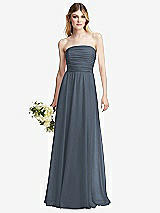 Alt View 1 Thumbnail - Silverstone Shirred Bodice Strapless Chiffon Maxi Dress with Optional Straps