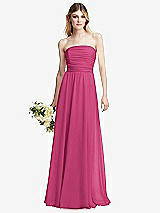 Alt View 1 Thumbnail - Tea Rose Shirred Bodice Strapless Chiffon Maxi Dress with Optional Straps