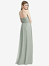 Rear View Thumbnail - Willow Green Shirred Bodice Strapless Chiffon Maxi Dress with Optional Straps