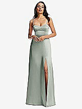 Alt View 1 Thumbnail - Willow Green Bustier A-Line Maxi Dress with Adjustable Spaghetti Straps