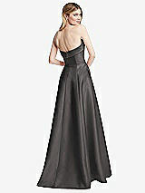 Alt View 4 Thumbnail - Caviar Gray Strapless Bias Cuff Bodice Satin Gown with Pockets