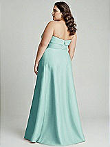 Alt View 2 Thumbnail - Coastal Strapless Bias Cuff Bodice Satin Gown with Pockets