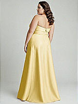 Alt View 2 Thumbnail - Maize Strapless Bias Cuff Bodice Satin Gown with Pockets