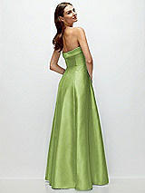 Side View Thumbnail - Mojito Strapless Bias Cuff Bodice Satin Gown with Pockets