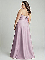 Alt View 2 Thumbnail - Suede Rose Strapless Bias Cuff Bodice Satin Gown with Pockets