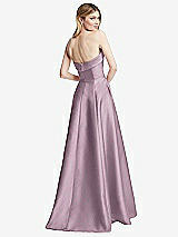 Alt View 4 Thumbnail - Suede Rose Strapless Bias Cuff Bodice Satin Gown with Pockets