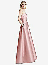 Alt View 5 Thumbnail - Ballet Pink Strapless Bias Cuff Bodice Satin Gown with Pockets