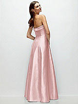 Side View Thumbnail - Ballet Pink Strapless Bias Cuff Bodice Satin Gown with Pockets