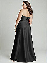 Alt View 2 Thumbnail - Black Strapless Bias Cuff Bodice Satin Gown with Pockets