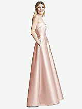 Alt View 5 Thumbnail - Blush Strapless Bias Cuff Bodice Satin Gown with Pockets