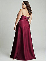 Alt View 2 Thumbnail - Cabernet Strapless Bias Cuff Bodice Satin Gown with Pockets