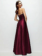 Side View Thumbnail - Cabernet Strapless Bias Cuff Bodice Satin Gown with Pockets