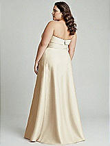 Alt View 2 Thumbnail - Champagne Strapless Bias Cuff Bodice Satin Gown with Pockets