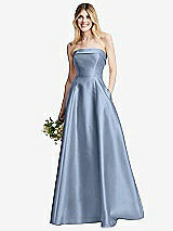 Alt View 6 Thumbnail - Cloudy Strapless Bias Cuff Bodice Satin Gown with Pockets