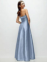 Side View Thumbnail - Cloudy Strapless Bias Cuff Bodice Satin Gown with Pockets