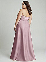 Alt View 2 Thumbnail - Dusty Rose Strapless Bias Cuff Bodice Satin Gown with Pockets