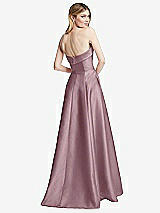 Alt View 4 Thumbnail - Dusty Rose Strapless Bias Cuff Bodice Satin Gown with Pockets