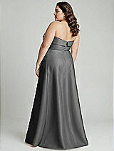 Alt View 2 Thumbnail - Gunmetal Strapless Bias Cuff Bodice Satin Gown with Pockets