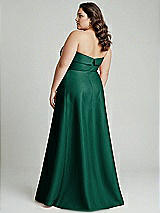 Alt View 2 Thumbnail - Hunter Green Strapless Bias Cuff Bodice Satin Gown with Pockets