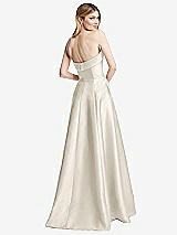 Alt View 4 Thumbnail - Ivory Strapless Bias Cuff Bodice Satin Gown with Pockets