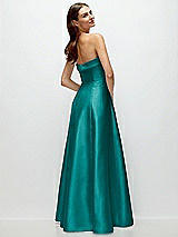 Side View Thumbnail - Jade Strapless Bias Cuff Bodice Satin Gown with Pockets