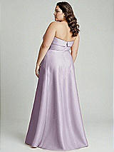 Alt View 2 Thumbnail - Lilac Haze Strapless Bias Cuff Bodice Satin Gown with Pockets