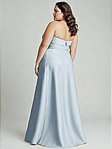 Alt View 2 Thumbnail - Mist Strapless Bias Cuff Bodice Satin Gown with Pockets