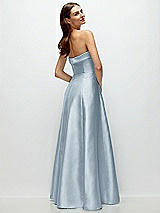 Side View Thumbnail - Mist Strapless Bias Cuff Bodice Satin Gown with Pockets