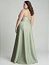 Alt View 2 Thumbnail - Sage Strapless Bias Cuff Bodice Satin Gown with Pockets