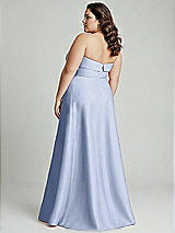 Alt View 2 Thumbnail - Sky Blue Strapless Bias Cuff Bodice Satin Gown with Pockets