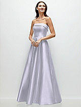 Front View Thumbnail - Silver Dove Strapless Bias Cuff Bodice Satin Gown with Pockets