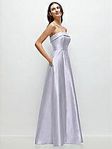 Rear View Thumbnail - Silver Dove Strapless Bias Cuff Bodice Satin Gown with Pockets