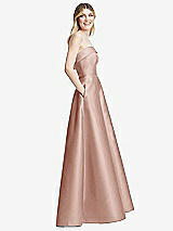 Alt View 5 Thumbnail - Toasted Sugar Strapless Bias Cuff Bodice Satin Gown with Pockets