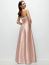 Side View Thumbnail - Toasted Sugar Strapless Bias Cuff Bodice Satin Gown with Pockets