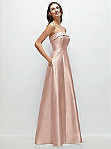 Rear View Thumbnail - Toasted Sugar Strapless Bias Cuff Bodice Satin Gown with Pockets