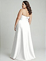 Alt View 2 Thumbnail - White Strapless Bias Cuff Bodice Satin Gown with Pockets