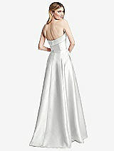 Alt View 4 Thumbnail - White Strapless Bias Cuff Bodice Satin Gown with Pockets