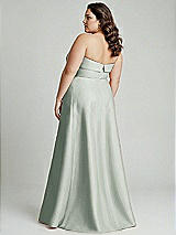 Alt View 2 Thumbnail - Willow Green Strapless Bias Cuff Bodice Satin Gown with Pockets