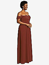 Alt View 3 Thumbnail - Auburn Moon Off-the-Shoulder Pleated Cap Sleeve A-line Maxi Dress