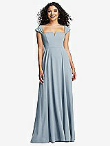 Alt View 1 Thumbnail - Mist Off-the-Shoulder Pleated Cap Sleeve A-line Maxi Dress